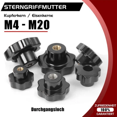 Sterngriff Mutter M4 - M20 Dreh Griff Rändelmutter Durchgangsloch Sternmutter - Bild 1 von 4