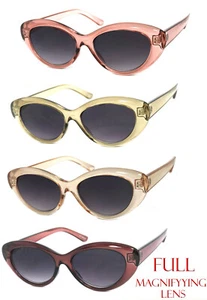 Cat Eye Translucent Frame Full Tinted Lens (Not Bifocal) Reading Sunglasses - Picture 1 of 17