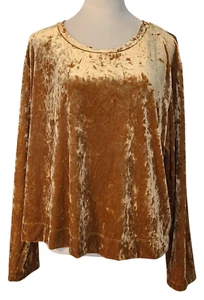 Ava & Viv Womens Crushed Velvet Top Plus Sz 1X Long Sleeve Stretch Velour Y2K - Picture 1 of 14