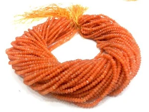 Fanta Orange Chalcedony Rondelle Faceted 4-4.5mm Gemstone Beads 13"inch 5 Strand - Picture 1 of 3