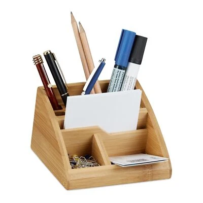 Schreibtisch Organizer Bambus Stiftehalter Holz Stiftebox Schreibtisch Büro H... - Bild 1 von 4