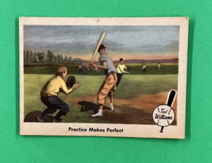 Fleer Ted Williams 1959 La práctica hace la tarjeta perfecta #3 pliegues desgaste en las esquinas - Imagen 1 de 2