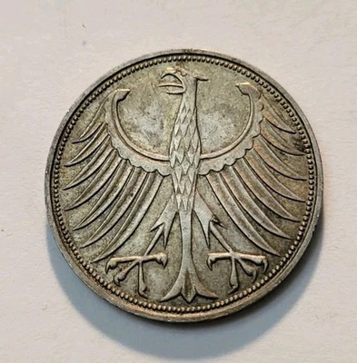 1951 G Germany - Federal Republic 5 Deutsche Mark  Silver Coin - Image 1 of 2