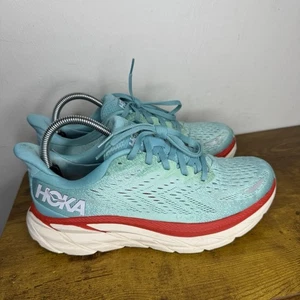 Hoka One One Clifton 8 Running Shoes Women’s Size 8 B Blue Red - Picture 1 of 7