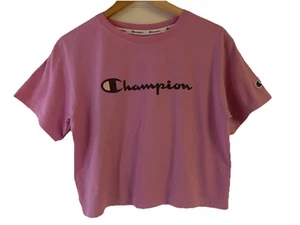 Champion Short Sleeve T-Shirt Girls' Size Small Solid Graphic Tee Pink w/logo - Picture 1 of 10