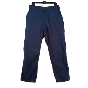 Carhartt Pants Mens 34x30 Blue Navy Canvas Work Dungarees Loose Fit B151-NVAY - Picture 1 of 9