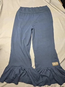 Matilda Jane Pants Girls Large Blue Ruffle Flare Leg Soft Knit Lounge Casual - Picture 1 of 6