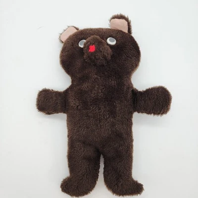 Vtg Brown Teddy Bear Plush 11" Red Nose Googly Eyes Hand Stitched Knickerbocker - Image 1 of 4