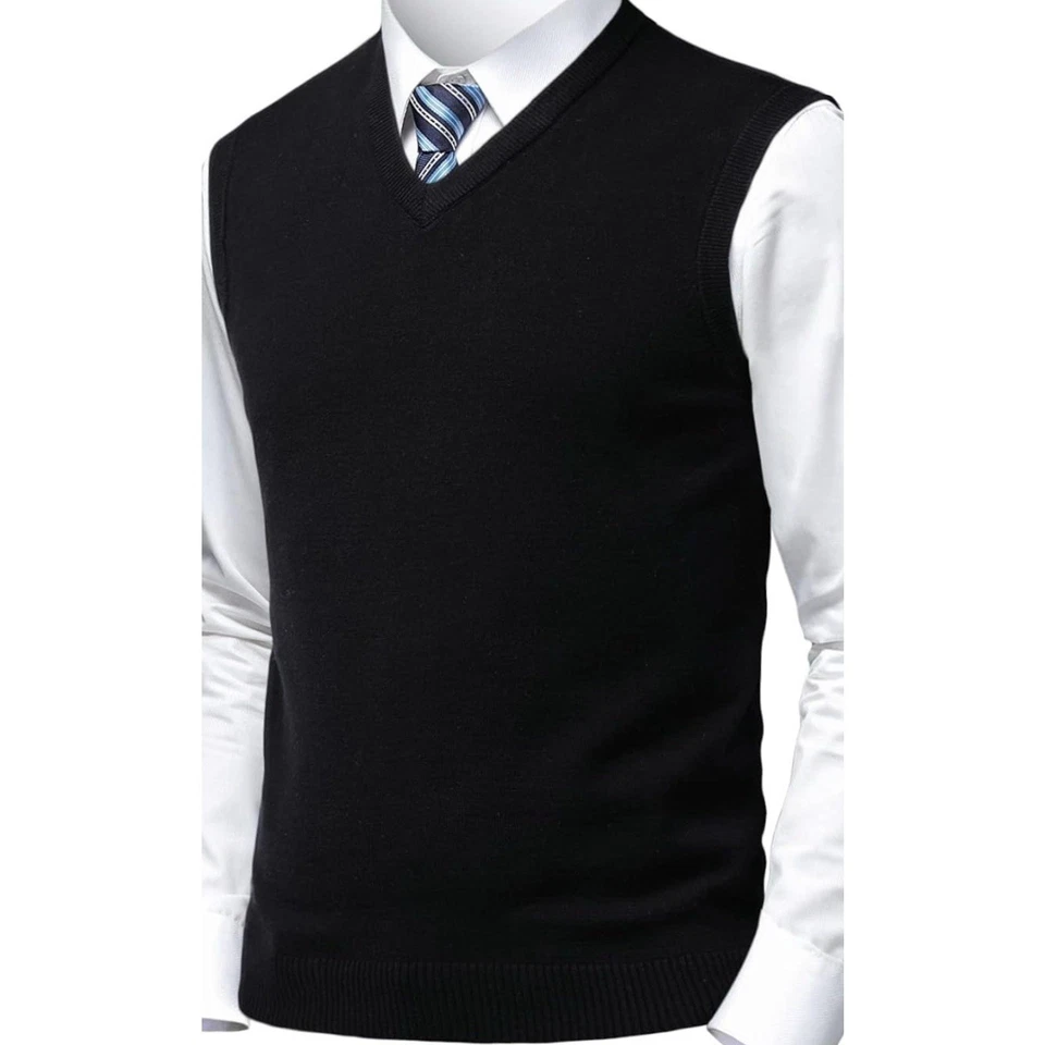 Colete Suéter Masculino Turnbury Buttons PRETO Tamanho XL ALTO Extra Fino Lã Merino GOLA V - Imagem 1 de 3