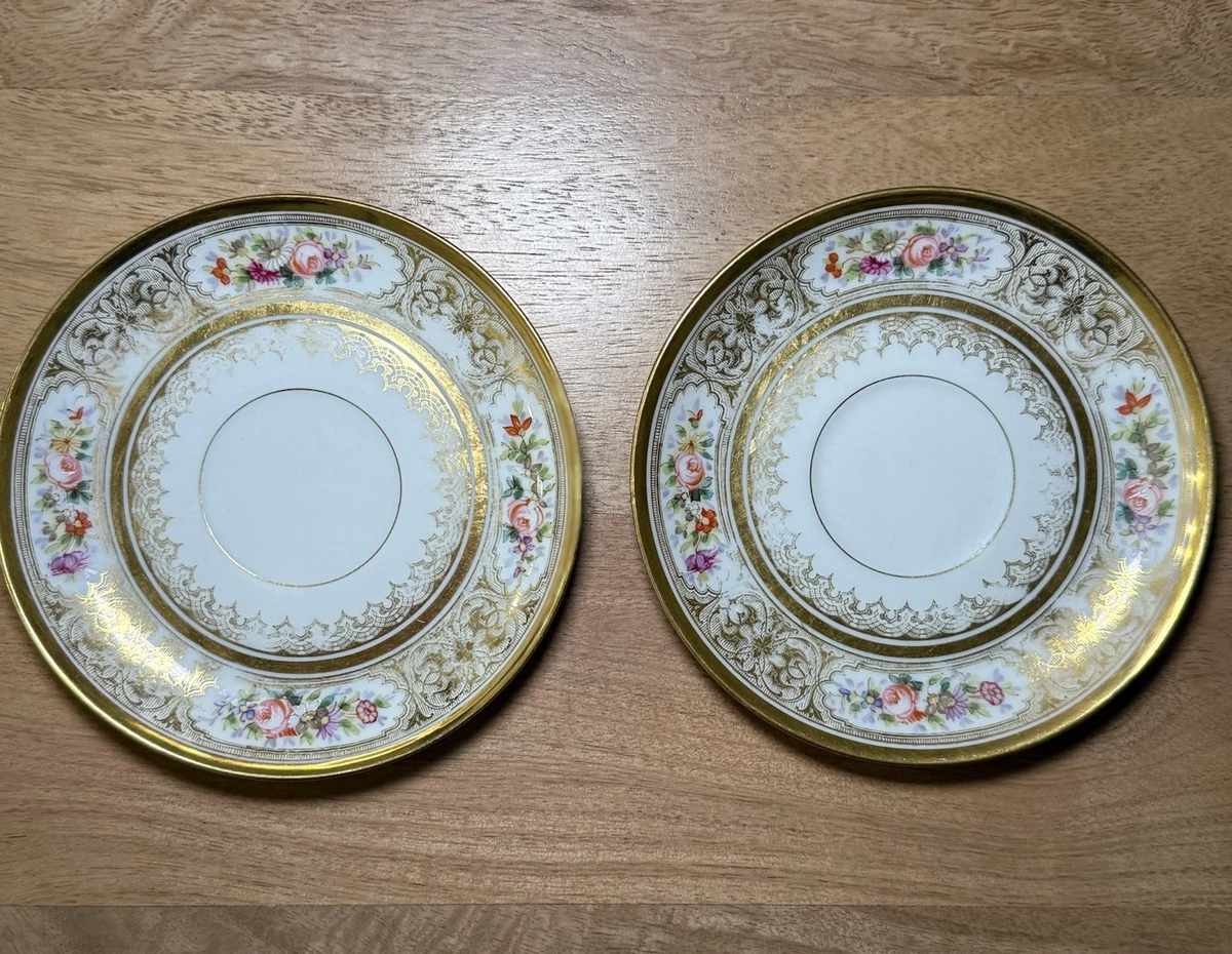 Wm Guerin & Co Limoges 花柄金縁陶磁器皿2枚セット Wm Guerin & Co