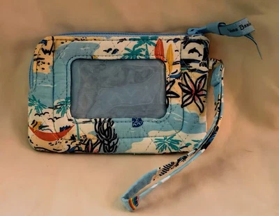 Carteira/caixa de identificação Vera Bradley com zíper azul tropical. - Imagem 1 de 4