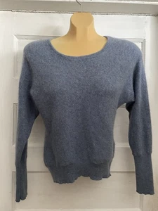 Tahari 100% 2-fädiger flauschiger Kaschmir Rundhals Pullover Damen M periwinkle blau - Bild 1 von 6