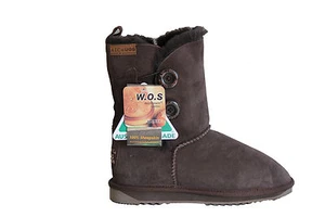 Sheepskin UGG boots 2 Buttons Woman Size 10 Colour Chocolate Australia Made - Picture 1 of 5