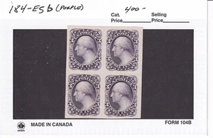 3c Washington Banknote Essay, Sc #184-E5b (Purple) blk/4 (62739) - Picture 1 of 1