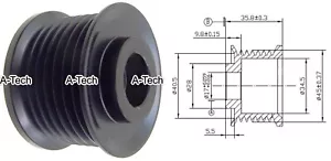 Alternator OVERDRIVE 45MM 7 GROOVE PULLEY fits Denso Nippondenso and others - Picture 1 of 2