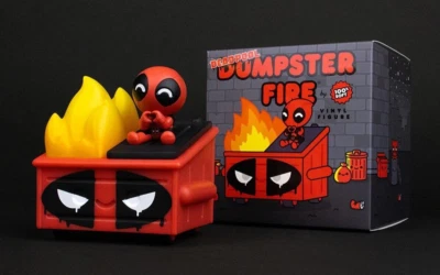 Comic-Con • Limitado • DEADPOOL DUMPSTER FIRE • Boneco de vinil 100% macio • Frete grátis - Imagem 1 de 4