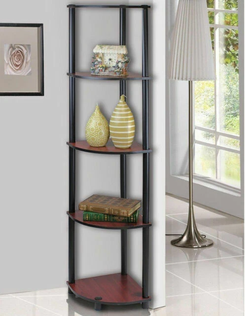 Furinno 5 Tier Multipurpose Shelving Unit - Dark Cherry/Black (99811DC/BK)