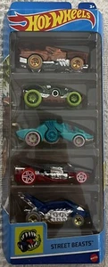 2022 Hot Wheels STREET BEASTS 5 Car Pack Hotweiler Swamp Buggy Croc Rod HFV91 - Picture 1 of 7