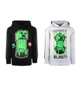 Minecraft Black & Grey Hoodie - Minecraft Game Kids Hoodie Minecraft Sweatshirt - Picture 1 of 14