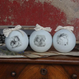 Design Styropor Baumschmuck 3 tlg Weihnachten Baumschmuck Tanne Kugel Handarbeit - Bild 1 von 1