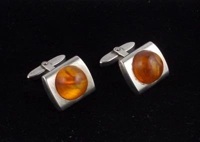 *RAR* Elegante Manschettenknöpfe 835 Silber mit Bernstein - Bild 1 von 4