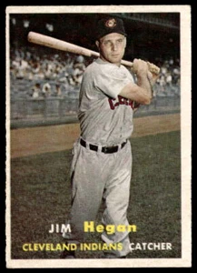 1957 Topps #136 Jim Hegan Baseball Cleveland Indians - Picture 1 of 2