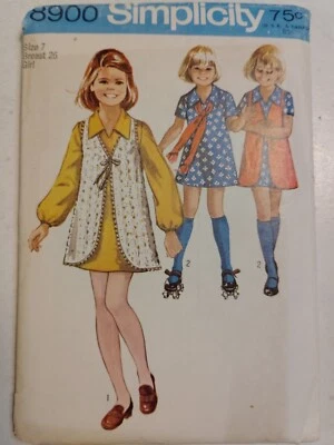 Tent Dress Duster Vest 7 Simplicity 8900 Sewing Pattern Cut VtG 70s Short Tie - Image 1 of 4