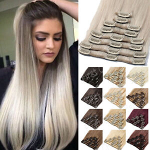 Indian SALE Clip in Real Hair Extensions 100% Remy Human Hair Full Head Long AU