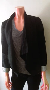 SPORTSGIRL Womens Lined Black & Silver Cuffs Polyester Jacket Size 10 - Picture 1 of 6