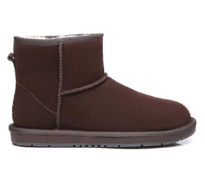 Ugg Real Aus 100% Australian Sheepskin Wool Women Short One Button Boot Chestnut - Picture 1 of 2