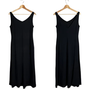 Vintage Ann Taylor 100% Silk Maxi Dress Women's 4 Black Classic LBD 90s Formal - Picture 1 of 12