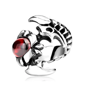 Blood Stone Scorpion King Ring Stainless Steel Men's Vintage Scorpion Punk Ring - Picture 1 of 4