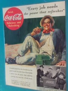 1937 Operaio Lunch Time Coca-Cola Bottiglia Arte Vintage Promo Stampa Pubblicità - Foto 1 di 1
