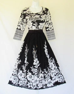 TAKE TWO INDIA COTTON BOHO ETHNIC SKIRT & TOP SZ MEDIUM SEQUINS BEADS FLOWERS   - Picture 1 of 12