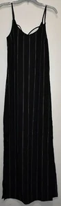 Wet Seal Juniors Black Striped Spaghetti Strap V-Neck Maxi Slip Dress Size XS - Picture 1 of 5