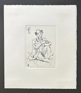 Paul Cezanne - etching "Portrait of Guillaumin with a Hanging Man" 1873 w/COA - Picture 1 of 7