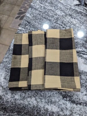 3 Park Design 100% Cotton Tavern Black Plaid Napkins - Image 1 of 2
