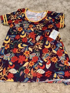 Neu mit Etikett LulaRoe L Herbst Print T-Shirt mit gelben Akzenten. - Bild 1 von 6