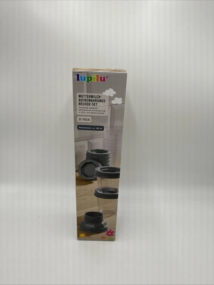 21-tlg. Muttermilch-Aufbewahrungsbecher-Set, Becher mit Deckel, stapelbar - Bild 1 von 1