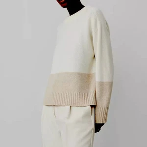 ANN TAYLOR TAN/BEIGE COLOR BLOCK 100% CASHMERE SWEATER SIZE XL - Picture 1 of 5