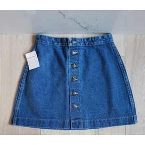 American Apparel Denim Skirt Womens M Blue Jean A-Line Button Front Tennis Mini - Picture 1 of 8
