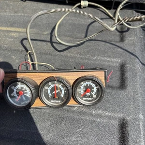 READ Vintage SunTune Universal MINI Triple Gauge Mount Panel w Ammeter 1 5/8 in - Picture 1 of 2