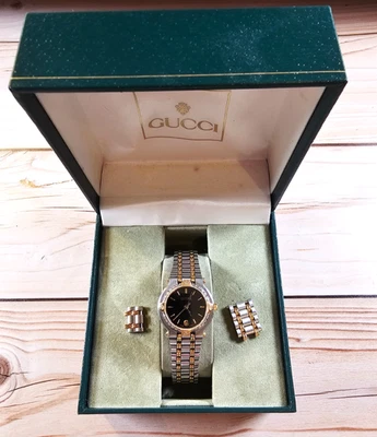 Vintage Gucci 9000L Ladies Diamond Bezel Silver Gold Two Tone Date - 25.5mm - Image 1 of 4