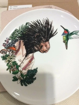 West Elm Rachel Kozlowski Dapper Animals Salad Plate Porcupine