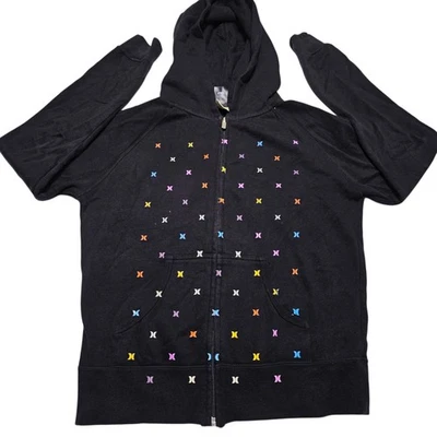 Sudadera con Capucha Hurley Worldwide Para Mujer Talla Pequeña Negra Gráfico Aop Cremallera Completa  Foto 1 de 4