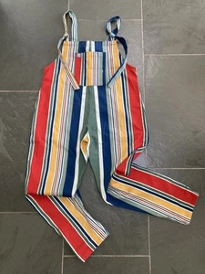 Lucy & Yak Dungarees Medium Leg 30 Inch Stripe Red Yellow Green Blue White - Picture 1 of 13