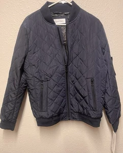 Herren gesteppte Baseball Bomberjacke mit Rippstrickbesatz - schwarz Neu mit Etikett Small - Bild 1 von 4