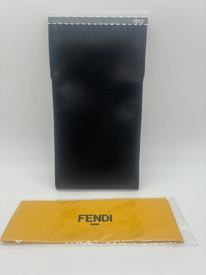 NEW FENDI Soft Pouch Black Case W/ Metal Magnetic Top Closure w/ Cloth - Image 1 of 2