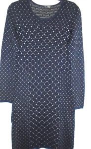 NW3 Hobbs Fair Isle Jumper Dress navy blue black geo wool blend Size 10 vgc - Picture 1 of 5