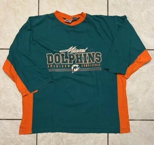 Vintage Miami Dolphins NFL 3/4 Sleeve T-Shirt 90s Mens Size XL The Edge 1998 - Picture 1 of 6